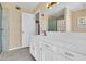 Bathroom with a glass enclosed shower, tile countertop and vanity at 2346 E Jasmine St, Mesa, AZ 85213