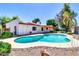 Private pool with a desert rock landscape and covered patio creating a relaxing backyard oasis at 2346 E Jasmine St, Mesa, AZ 85213