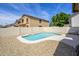 Backyard view of a sparkling pool surrounded by rock landscaping at 3755 E Broadway Rd # 21, Mesa, AZ 85206