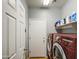 Functional laundry room equipped with modern red appliances at 5342 W Maldonado Rd, Laveen, AZ 85339