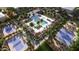 Stunning aerial view of community amenities, showcasing pool, tennis, and basketball courts amidst lush landscaping at 8142 E Petra Ave, Mesa, AZ 85212