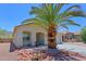 Single level home showing the desert landscaping, front porch, and an iconic Arizona Palm Tree at 1125 E Milada Dr, Phoenix, AZ 85042
