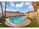 Beautiful backyard with private pool, low-maintenance artificial grass, and privacy fence at 1511 W Mesquite St, Chandler, AZ 85224