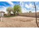 Large backyard featuring dirt, partial grass, and a basketball hoop, offering endless possibilities at 20626 N 5Th Ave, Phoenix, AZ 85027