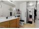 Clean bathroom with mirror, faucet, vanity and a walk-in shower at 3418 W Maldonado Rd, Phoenix, AZ 85041