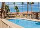 Community pool with lounge chairs and palm trees, perfect for relaxation and enjoying the Arizona weather at 3511 E Baseline Rd # 1085, Phoenix, AZ 85042