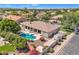Overhead view showcases the property's expansive backyard with a pool and desert-friendly landscaping at 4061 E Hope St, Mesa, AZ 85205