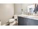 Cozy bathroom featuring a toilet, granite countertop vanity, and modern fixtures at 534 W 15Th St, Tempe, AZ 85281