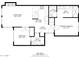 Detailed floor plan showcasing the layout of a two-bedroom apartment with a living room, kitchen, and two bathrooms at 7700 E Gainey Ranch Rd # 102, Scottsdale, AZ 85258