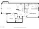 Detailed floor plan showcasing the layout of a two-bedroom apartment with a living room, kitchen, and two bathrooms at 7700 E Gainey Ranch Rd # 102, Scottsdale, AZ 85258