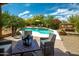 Pool area featuring desert landscaping, and patio sitting area with a beautiful desert view at 8502 E Cave Creek Rd # 61, Carefree, AZ 85377