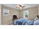 Bedroom showcasing a bed, a ceiling fan, and two windows at 13256 N 153Rd Ln, Surprise, AZ 85379