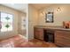Bathroom featuring a glass shower, custom vanity, and tile floors at 1725 E Staghorn Ln, Carefree, AZ 85377