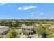 A captivating aerial view of a residential neighborhood with well-maintained homes under a beautiful blue sky at 19820 E Reins Rd, Queen Creek, AZ 85142