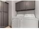 This laundry room features ample storage above the washer and dryer at 3106 S Extension Rd, Mesa, AZ 85210