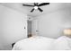 Bright bedroom with a sleek ceiling fan, modern accents, and stylish interiors create a cozy ambiance at 14635 N 37Th Pl, Phoenix, AZ 85032
