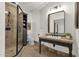 Cozy bathroom with walk-in shower, dark wood vanity, and modern fixtures at 14760 E Paradise Dr, Fountain Hills, AZ 85268