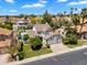 Aerial view of a home with three-car garage, landscaped yard, private pool, and surrounded by lush greenery at 19920 N 69Th Ave, Glendale, AZ 85308