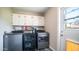 Well-equipped laundry room with modern appliances, storage cabinets and exterior door at 2139 W Obispo Ave, Mesa, AZ 85202
