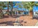 Attractive house with desert landscaping, including cacti and palm trees, offering a unique and charming curb appeal at 2421 E Dragoon Ave, Mesa, AZ 85204