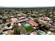Expansive aerial view of a private backyard with pool, turf and other amenities at 5112 E Cholla St, Scottsdale, AZ 85254
