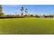 AstroTurf backyard featuring a swimming pool, lounging area, and mature landscaping at 5112 E Cholla St, Scottsdale, AZ 85254