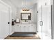 Modern bathroom featuring a glass-enclosed shower, a vanity with ample counter space, and a stylish mirror at 5112 E Cholla St, Scottsdale, AZ 85254