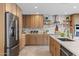 Well-equipped kitchen with stainless steel appliances, light wood cabinets, and designer backsplash at 8430 E Fairmount Ave, Scottsdale, AZ 85251