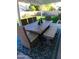 Covered outdoor dining area featuring stylish furniture and a vibrant rug, overlooking a well-maintained yard at 864 W Monte Ave, Mesa, AZ 85210