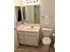 Bathroom with a white toilet and vanity with a mosaic backsplash at 10428 W Camelot Cir, Sun City, AZ 85351