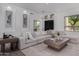 Bright living room featuring a sectional sofa, modern decor, recessed lighting, and neutral color palette at 11662 E Parkview Ln, Scottsdale, AZ 85255