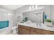 Bathroom showcasing modern fixtures, a glass-enclosed shower, and a vanity with plenty of counter space at 1250 N Abbey Ln # 275, Chandler, AZ 85226