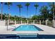 A community pool surrounded by lush landscaping and palm trees at 16540 E El Lago Blvd # 2, Fountain Hills, AZ 85268