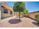 Charming backyard with shade tree, gravel, and privacy fence at 17429 W Red Bird Rd, Surprise, AZ 85387