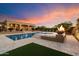 Backyard view of the pool and spa and patio with fire pit, perfect for outdoor entertaining at 22610 N 80Th Pl, Scottsdale, AZ 85255