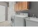 Functional laundry room with washer, dryer, utility sink, and cabinetry at 30 W Sheffield Ave, Gilbert, AZ 85233