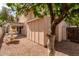 Backyard landscape featuring a decorative fountain and exterior storage at 4201 W Renee Dr, Glendale, AZ 85308
