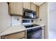 Functional kitchen equipped with oven, microwave, light wood cabinetry, and white countertops at 13618 N 98Th Ave # C, Sun City, AZ 85351