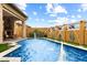Sparkling pool with water features surrounded by artificial grass landscaping, creating a serene outdoor oasis at 2114 N Canelo Hls, Mesa, AZ 85207