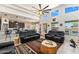 Inviting living room showcasing open layout, access to the backyard pool, and chef's kitchen at 21200 E Camacho Rd, Queen Creek, AZ 85142