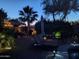 Backyard with lounge chairs, desert landscaping, palm tree, and outdoor lighting at 43036 W Anne Ln, Maricopa, AZ 85138