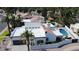 Aerial view showcases the home's backyard pool, private yard, and desert landscaping at 9208 N 83Rd St, Scottsdale, AZ 85258