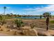 Scenic golf course vista with a pond, mature trees, and desert landscaping creating a picturesque landscape at 18522 N Mica Dr, Sun City West, AZ 85375