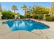 Private backyard pool with a waterfall feature and manicured landscaping at 23213 N Del Monte Dr, Sun City West, AZ 85375