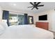 Spacious bedroom with view of the outdoor patio through sliding glass doors at 3615 E Charter Oak Rd, Phoenix, AZ 85032