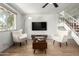 Inviting living room with wood floors, a stylish seating arrangement, and ample natural light at 7665 E Montecito Ave, Scottsdale, AZ 85251