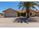 Charming single-story home featuring a terracotta roof, desert landscaping and a large palm tree in the front yard at 9123 W Utopia Rd, Peoria, AZ 85382