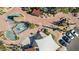 Aerial view of community water features, seating, shade canopies, and parking at 1 Easy St # 15, Carefree, AZ 85377