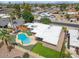 This aerial view showcases a private backyard oasis with a refreshing pool and lush landscaping at 1308 S Spur --, Mesa, AZ 85204
