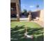 View of artificial grass in backyard including play area and covered patio at 1725 E Coconino Dr, Chandler, AZ 85249